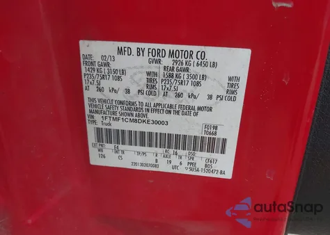 2013 Ford F-150 Xl z USA, uszkodzony, nr VIN 1FTMF1CM8DKE30003